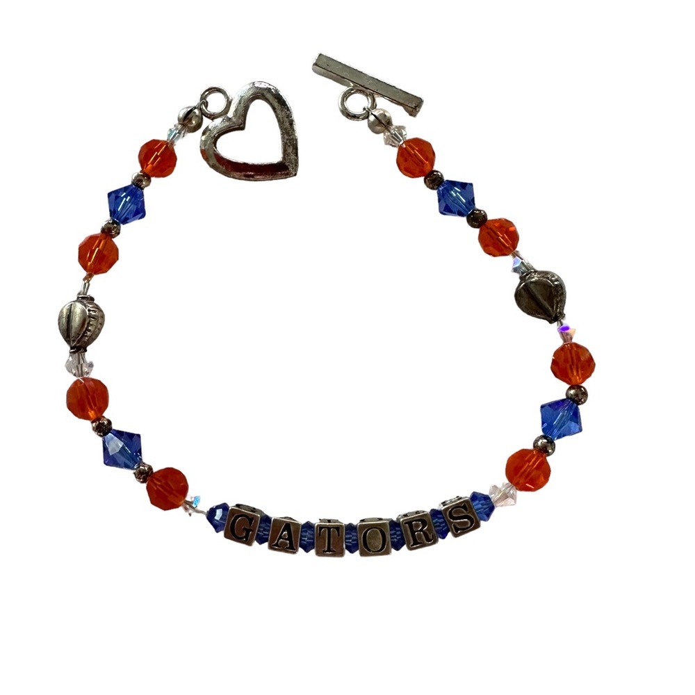 UF GATORS Bracelet Handmade with Swarovski Crystals and Silver Letters